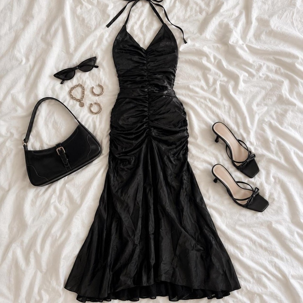 black halter prom dress Let's Fashion black halter formal prom dress size small